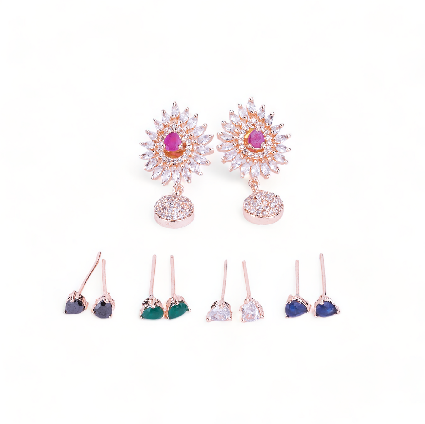 Opal Touch - Rose Gold Plated 5 Color Changeable Earrings - Earrings