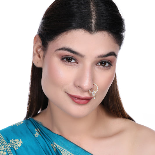 White Gold CZ Nose Pin
