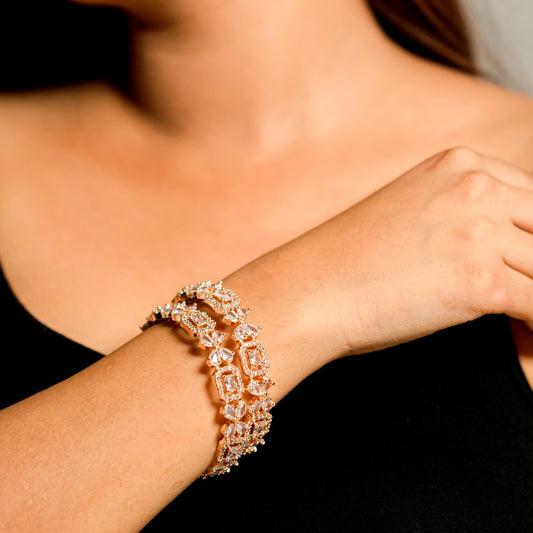 Allure White Rose Gold Bangles (Pack of 2)