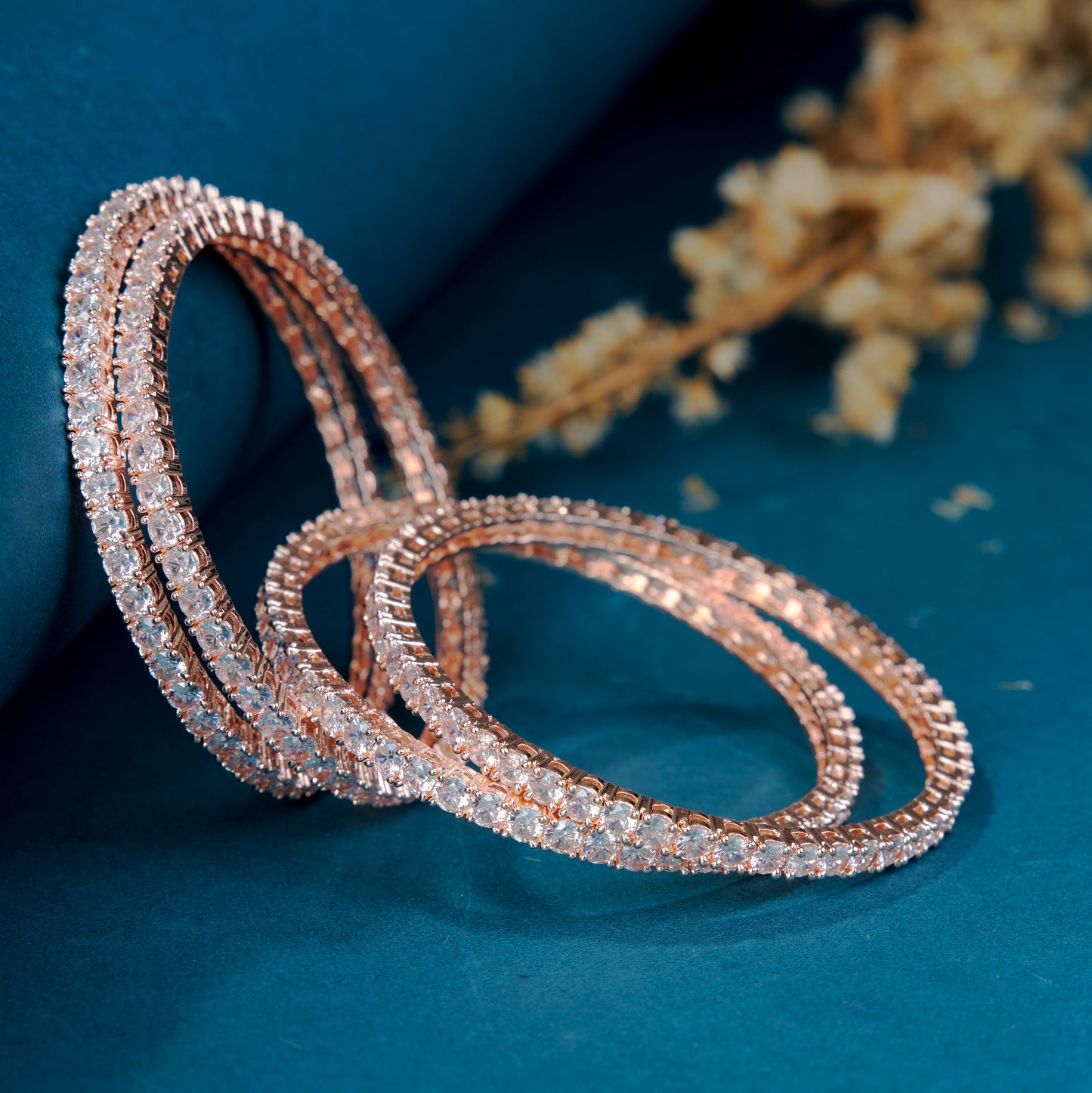 Opal Touch - Radiant Rose Gold Bangles Set (Pack of 4) - Bangles
