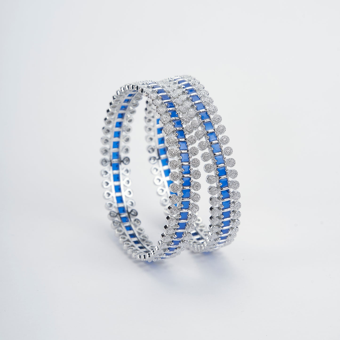 Opal Touch - Sparkling Rhodium Bangles Set (Pack of 2) - Bangles