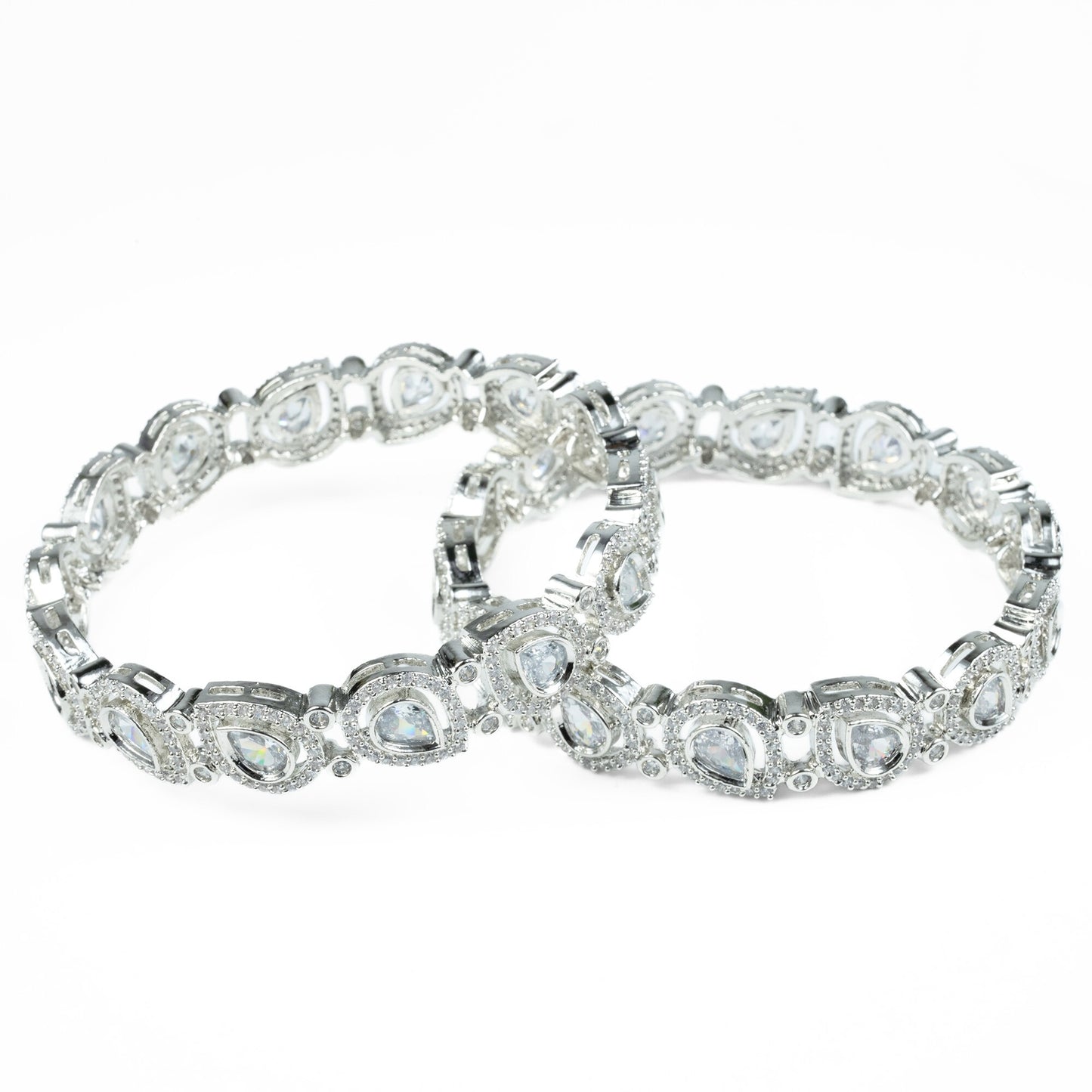 Designer Polki Rhodium Bangles (Pack of 2)