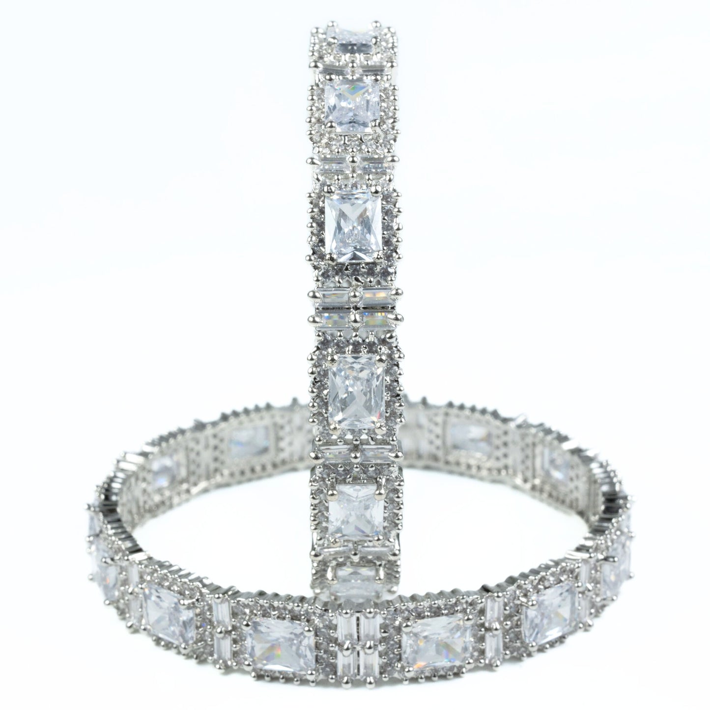 Alluring Party Wear Rhodium Bangles (Pack of 2)