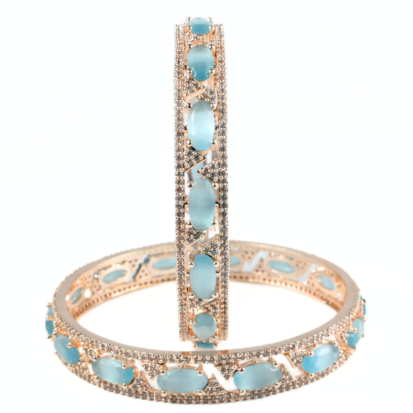 Stylish Zig Zag Oval Rose Gold Bangles (Pack of 2)