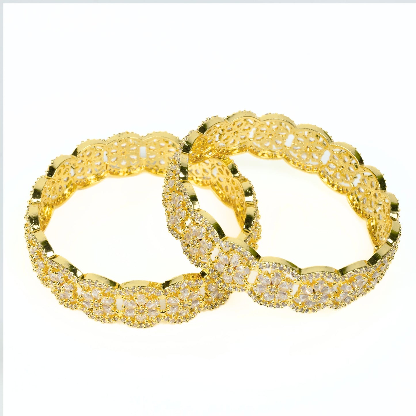 American Diamond Flower Bangles (Pack of 2)