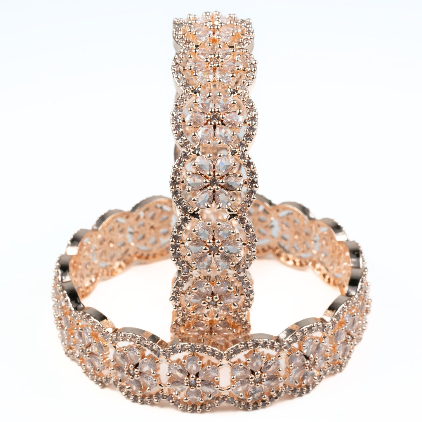 American Diamond Flower Bangles (Pack of 2)