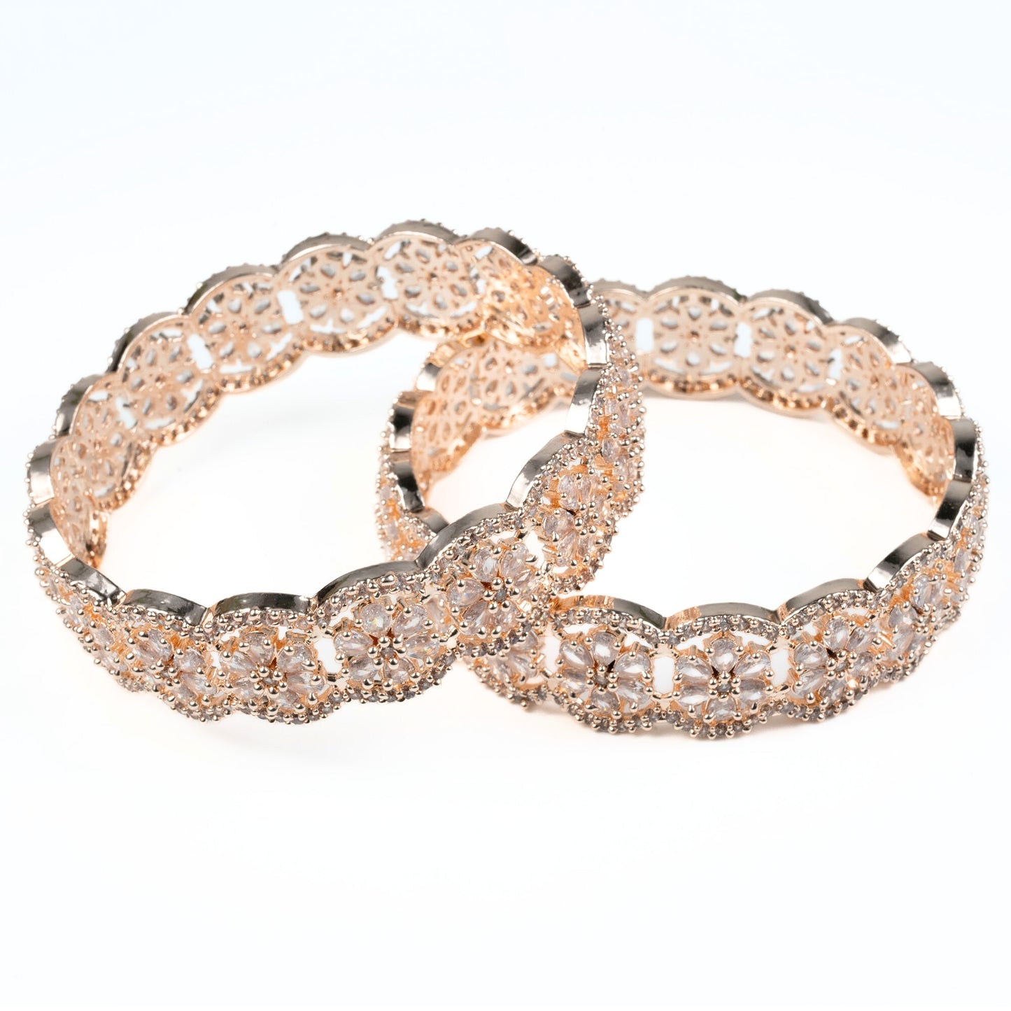 American Diamond Flower Bangles (Pack of 2)