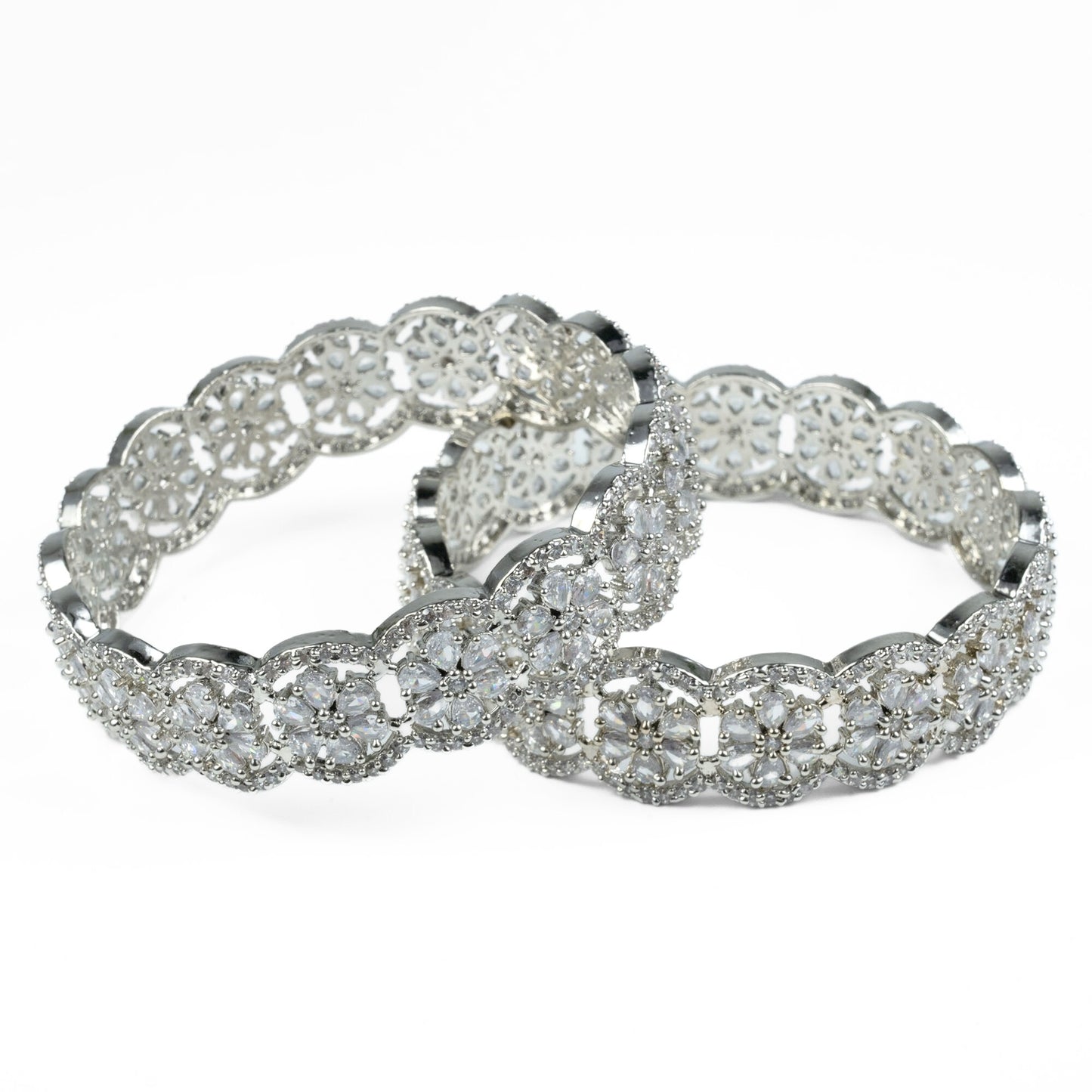 American Diamond Flower Bangles (Pack of 2)