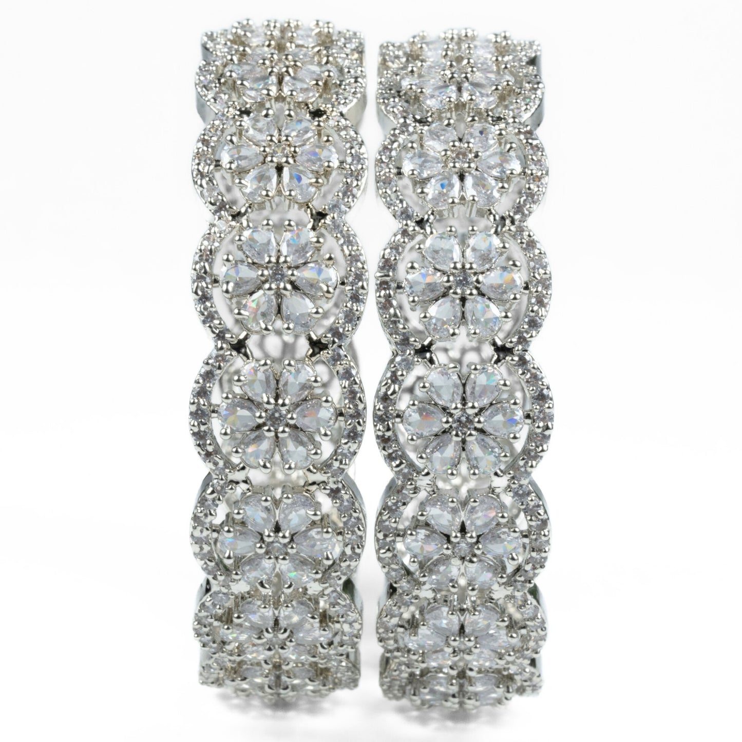 American Diamond Flower Bangles (Pack of 2)
