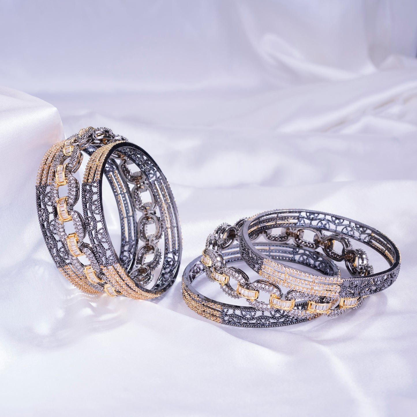 Opal Touch - Stylish Black Plated Bangles Set ( (Pack of 6) - Bangles
