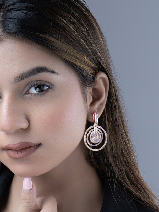Graceful White Rose Gold Earrings