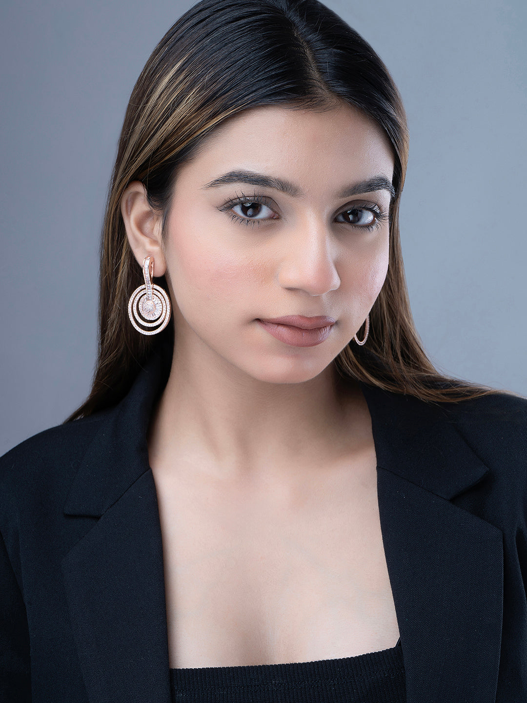 Graceful White Rose Gold Earrings