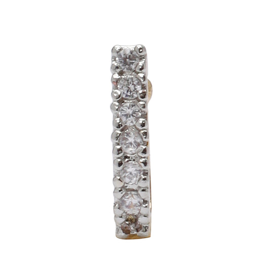 Opal Touch - AD CZ Line Pressing Two Tone Nose Pin (1 CM) - Nose Pin
