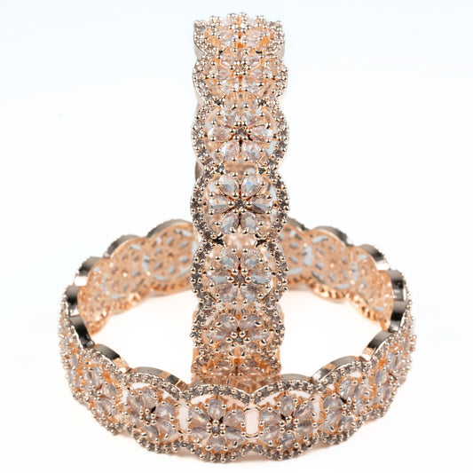 American Diamond Flower Bangles (Pack of 2) - Opal Touch