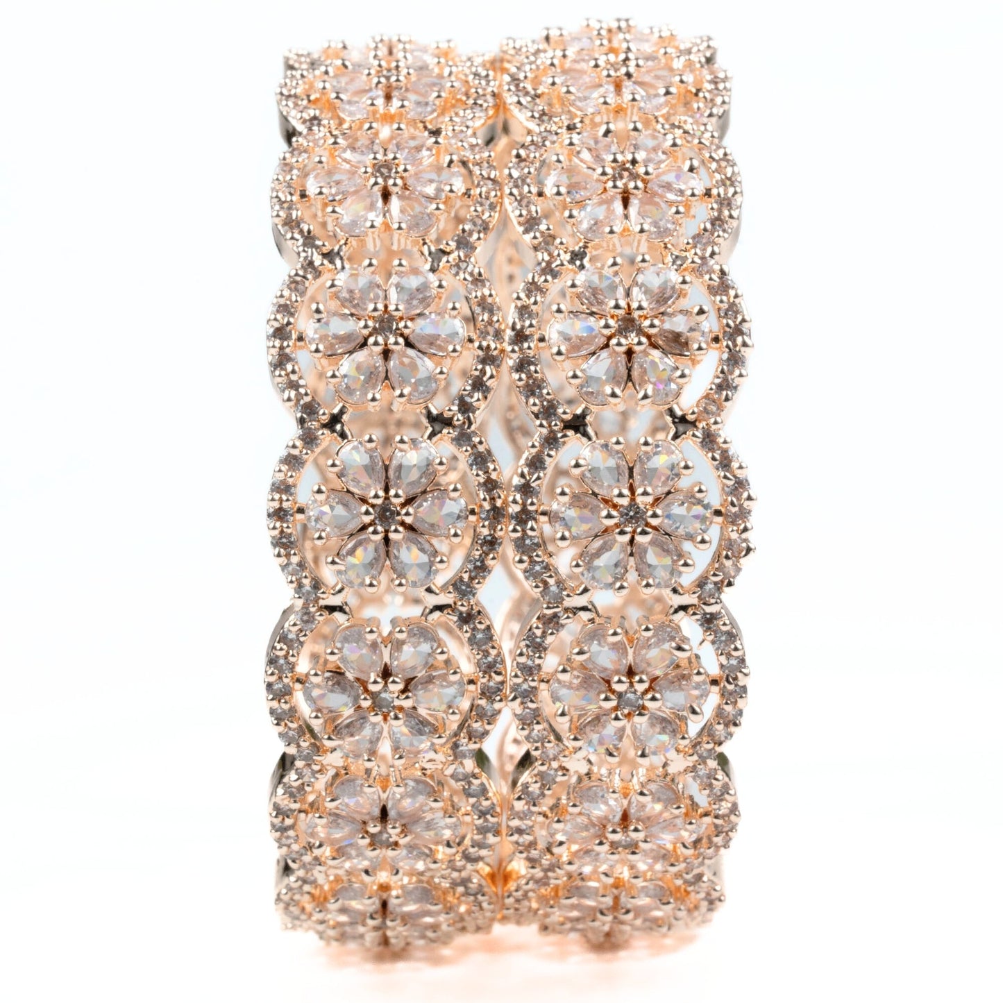 American Diamond Flower Bangles (Pack of 2) - Opal Touch