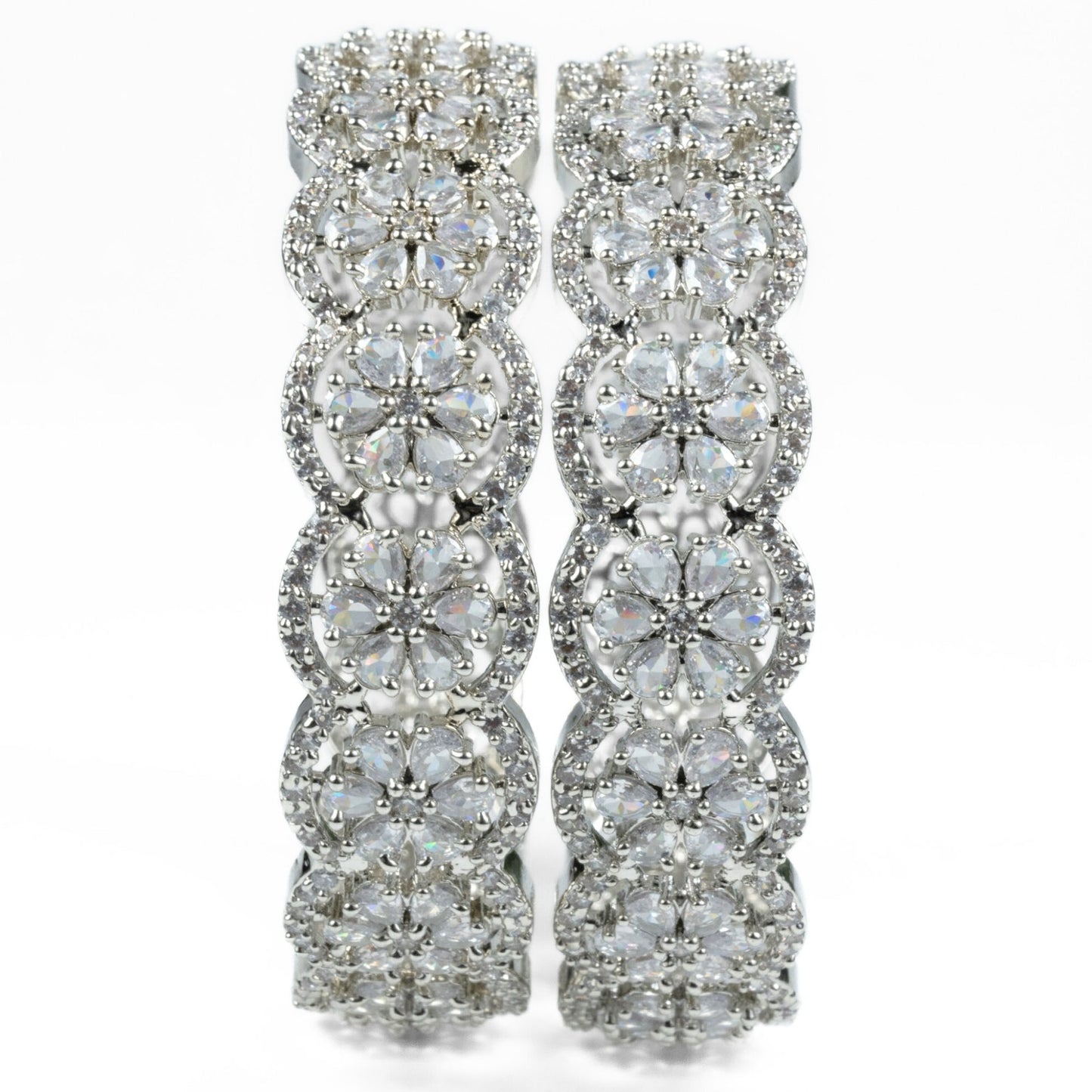 American Diamond Flower Bangles (Pack of 2) - Opal Touch