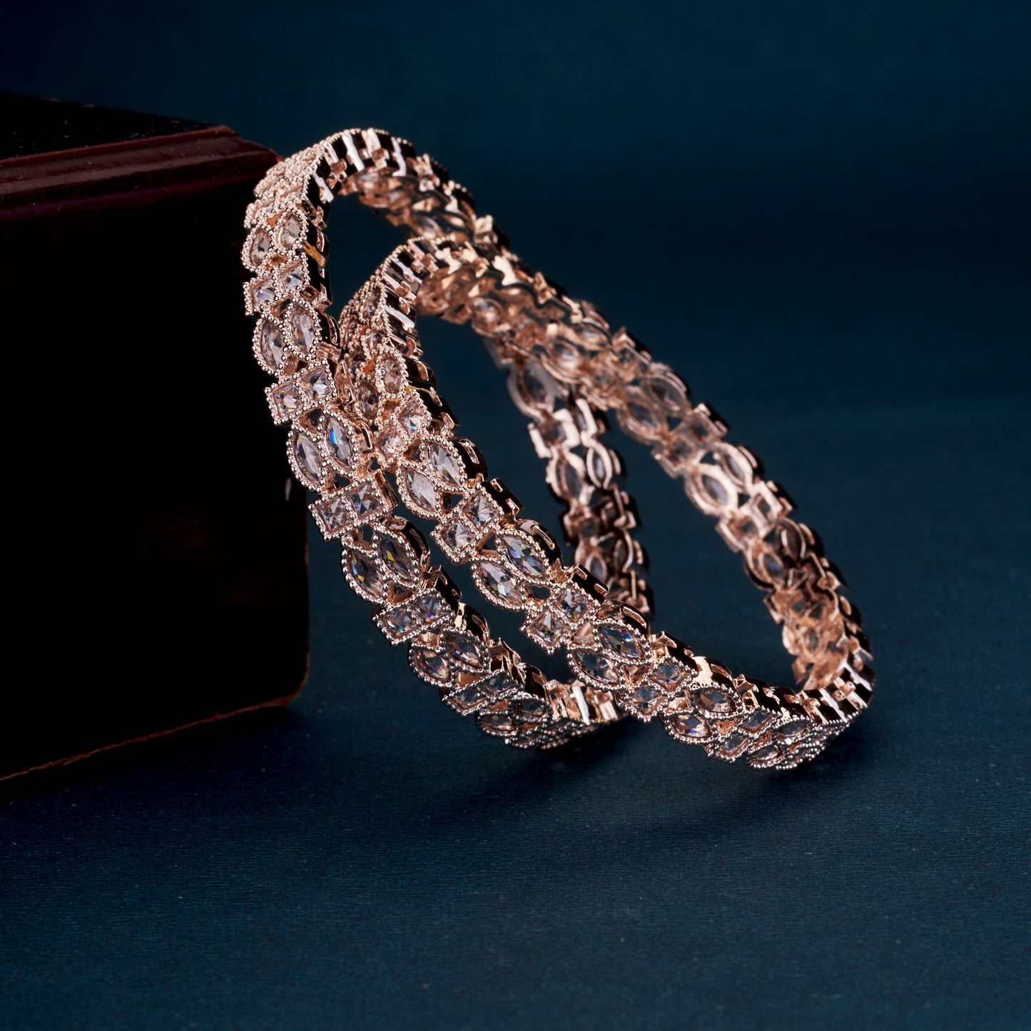 Bangles - Celestia Gleam Rose Gold Bangles - Opal Touch