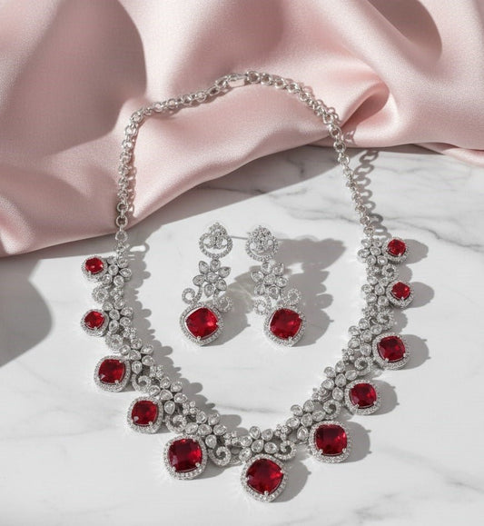 Crystal Red Charm Necklace - Opal Touch