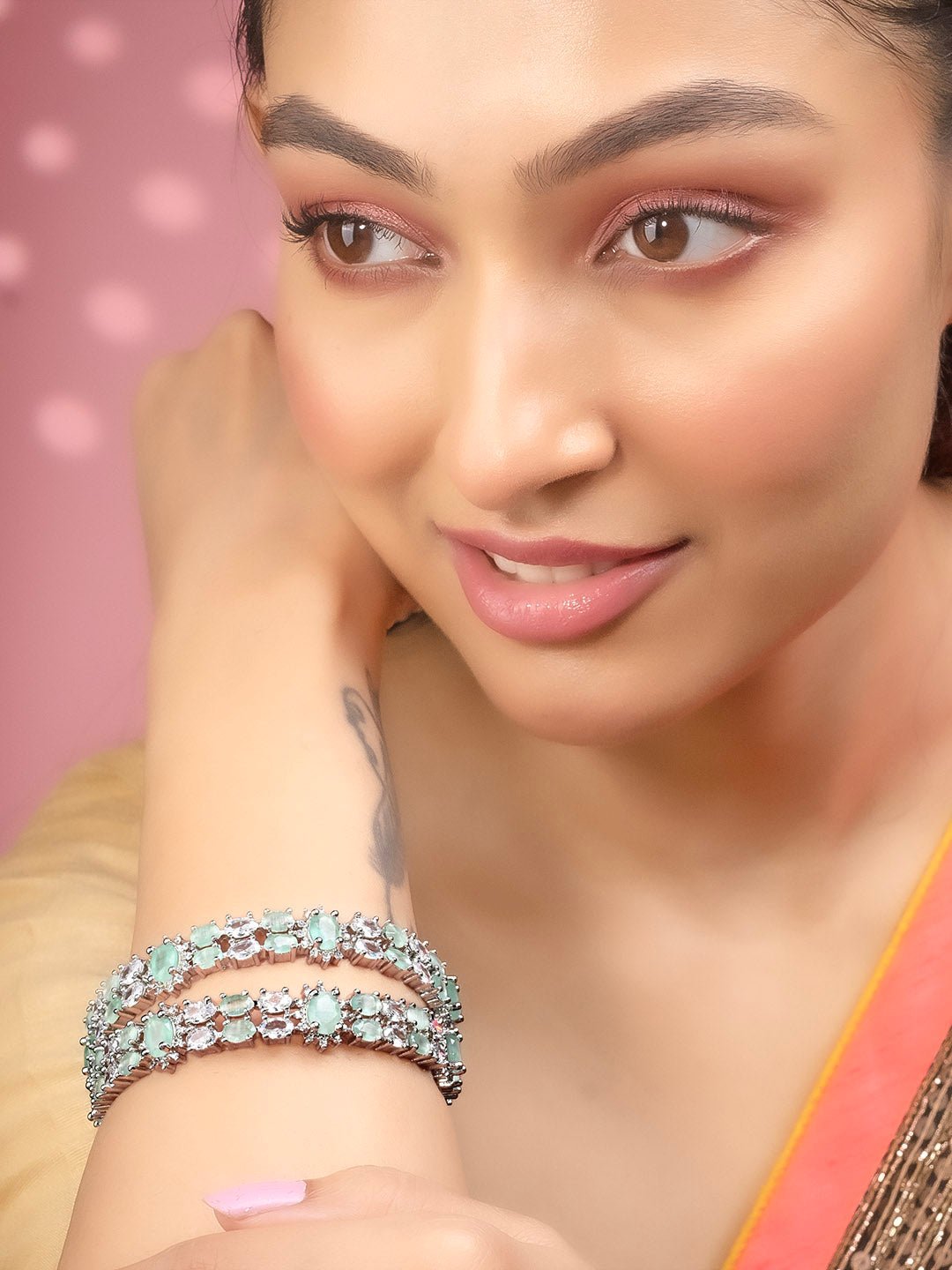 Crystal Rhodium Plated Bangles (Pack of 2) - Opal Touch