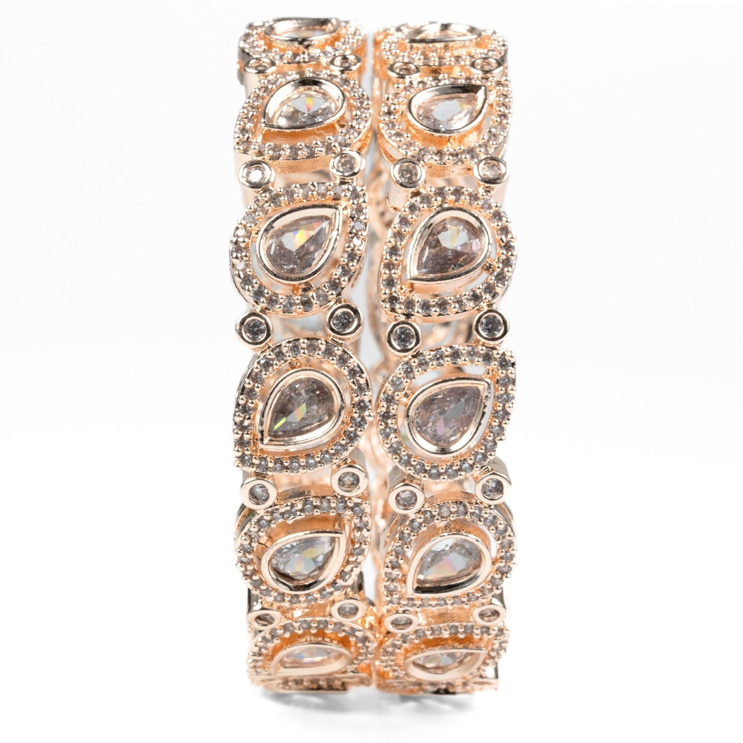 Designer Polki Rose Gold Bangles (Pack of 2) - Opal Touch