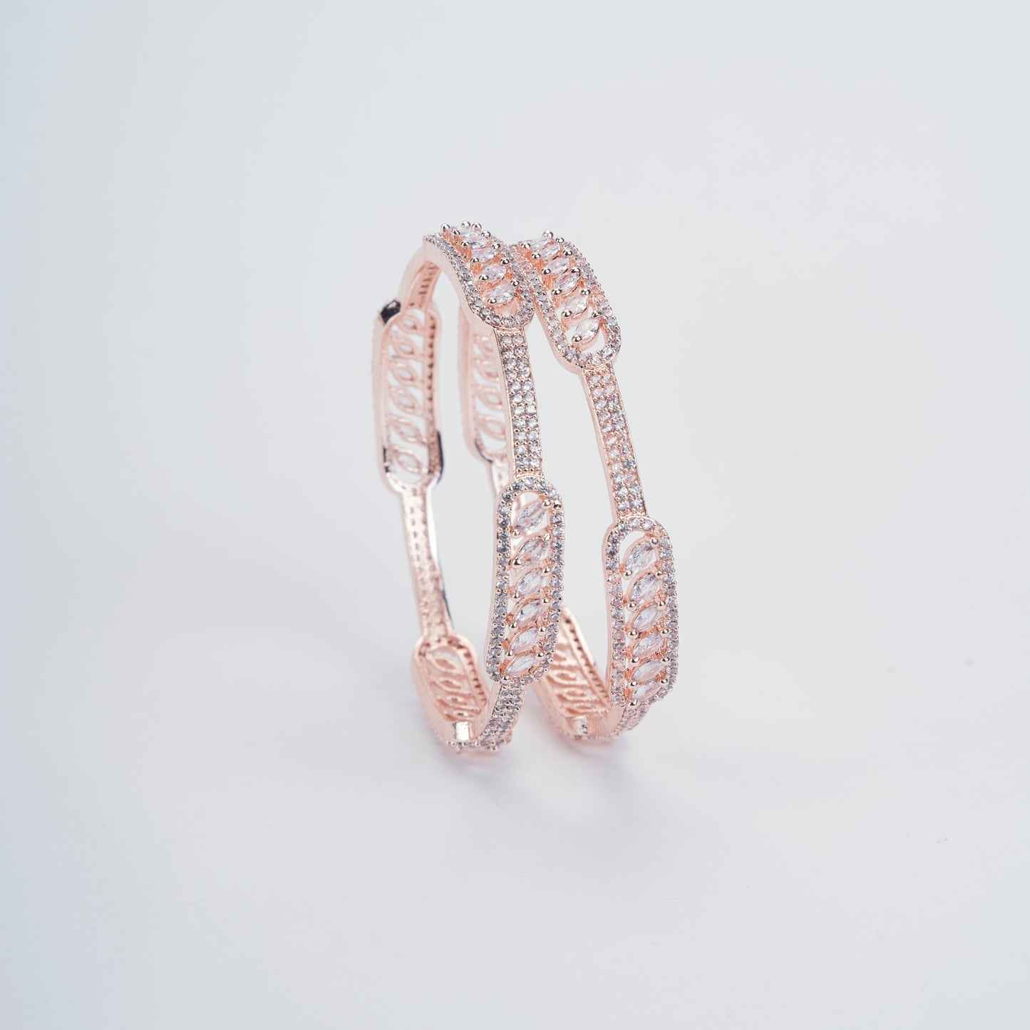 Opal Touch - Elegant Rose Gold Bangles Set (Pack of 2) - Bangles