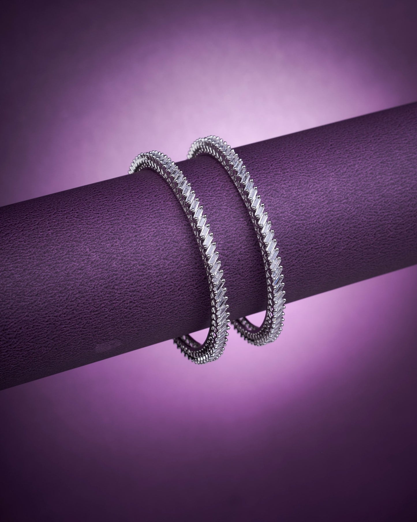 Opal Touch - Enchanting AD Rhodium Bangles (Pack of 2) - Bangles