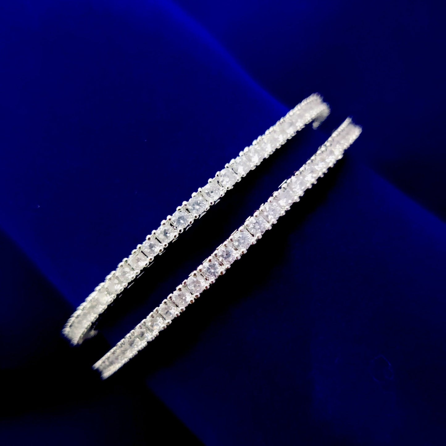 Opal Touch - Glittering White Rhodium Bangles (Pack of 2) - Bangles