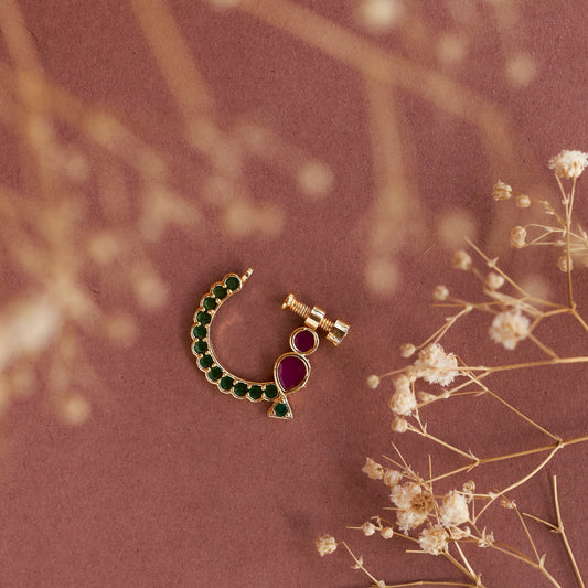 Nose Pin - Imperial Gold Plated Screw Nose Pin - Opal Touch