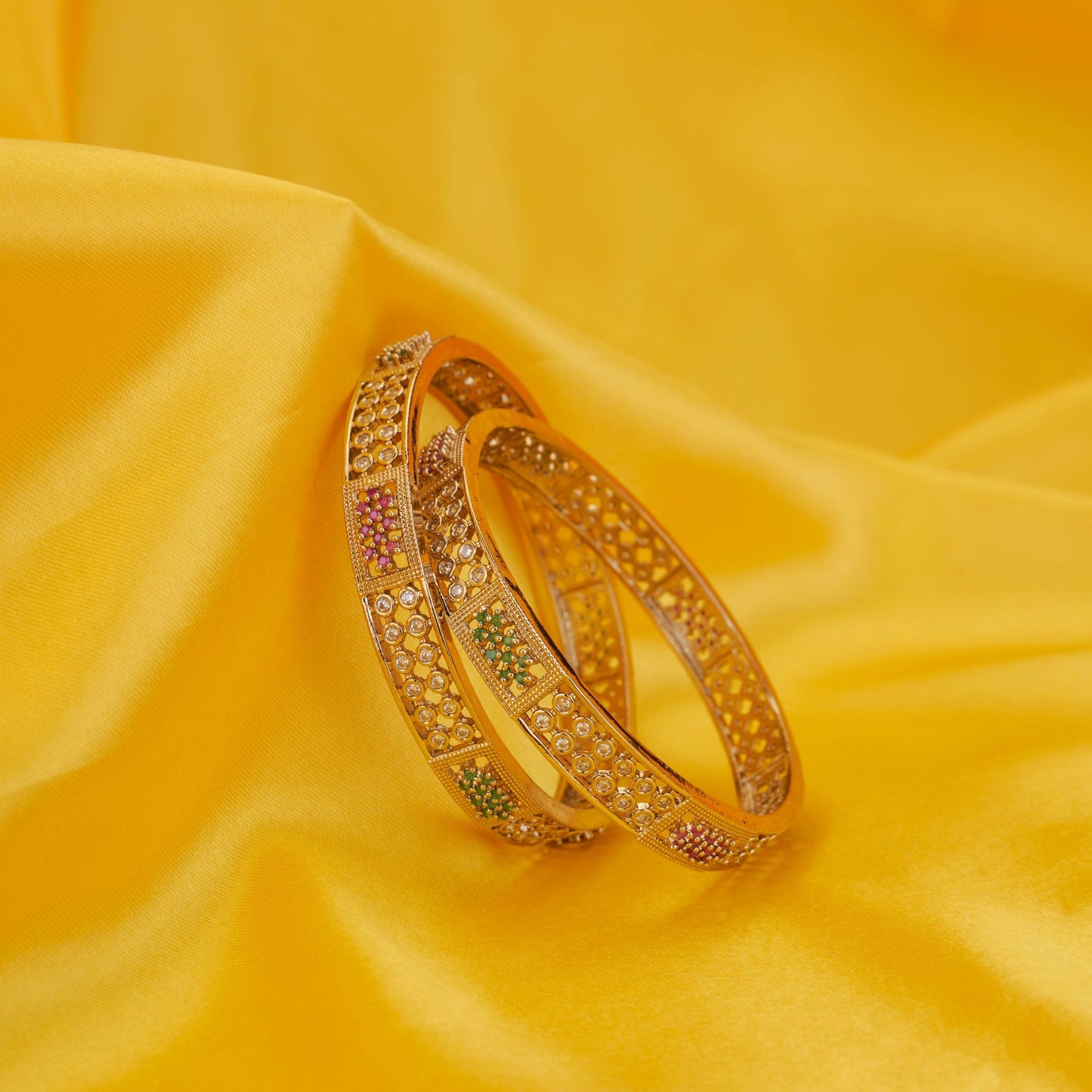 Bangles - Moonlace Band Mehendi Plated Bangle - Opal Touch