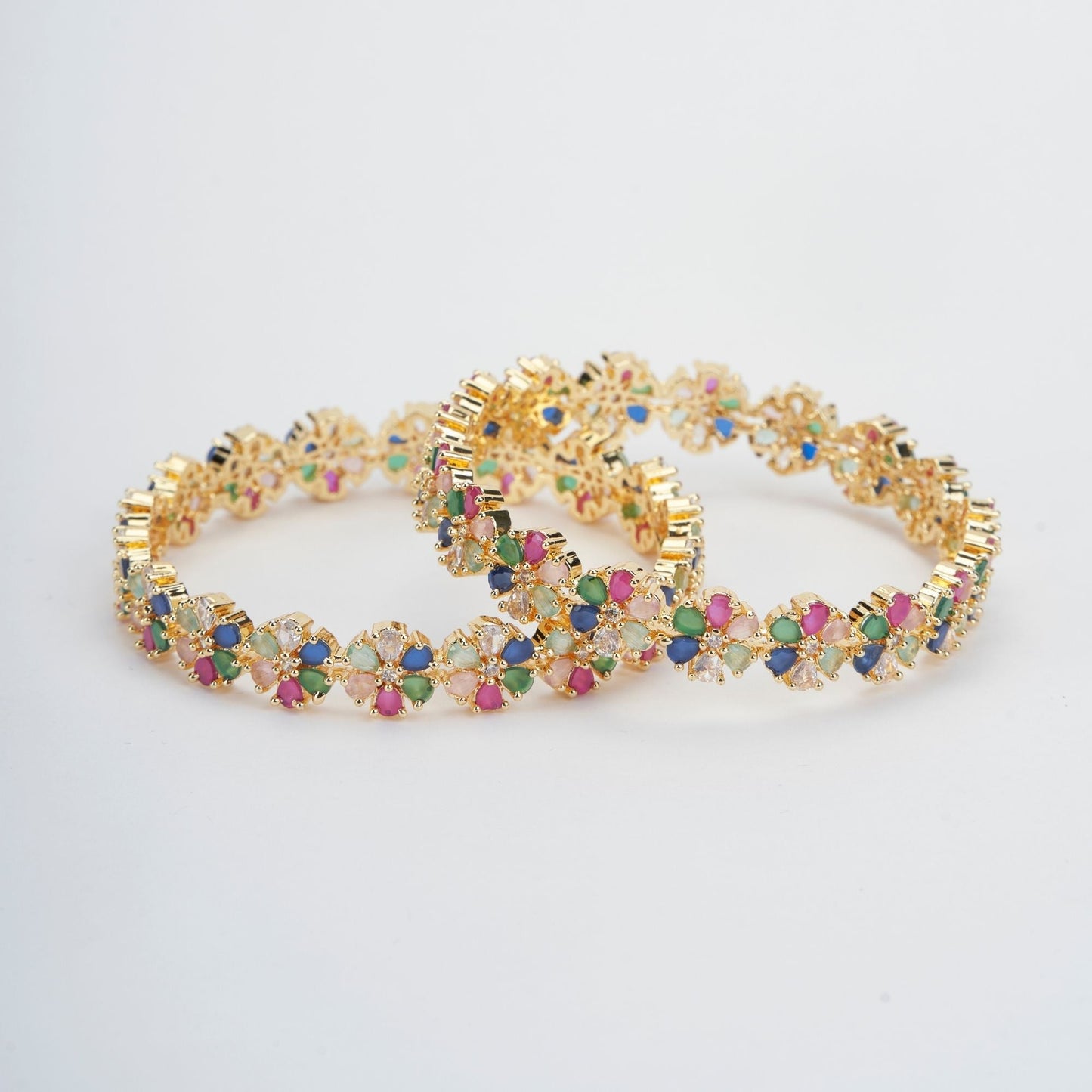 Opal Touch - Multicolored Gold Plated Bangles Set (Pack of 2) - Bangles