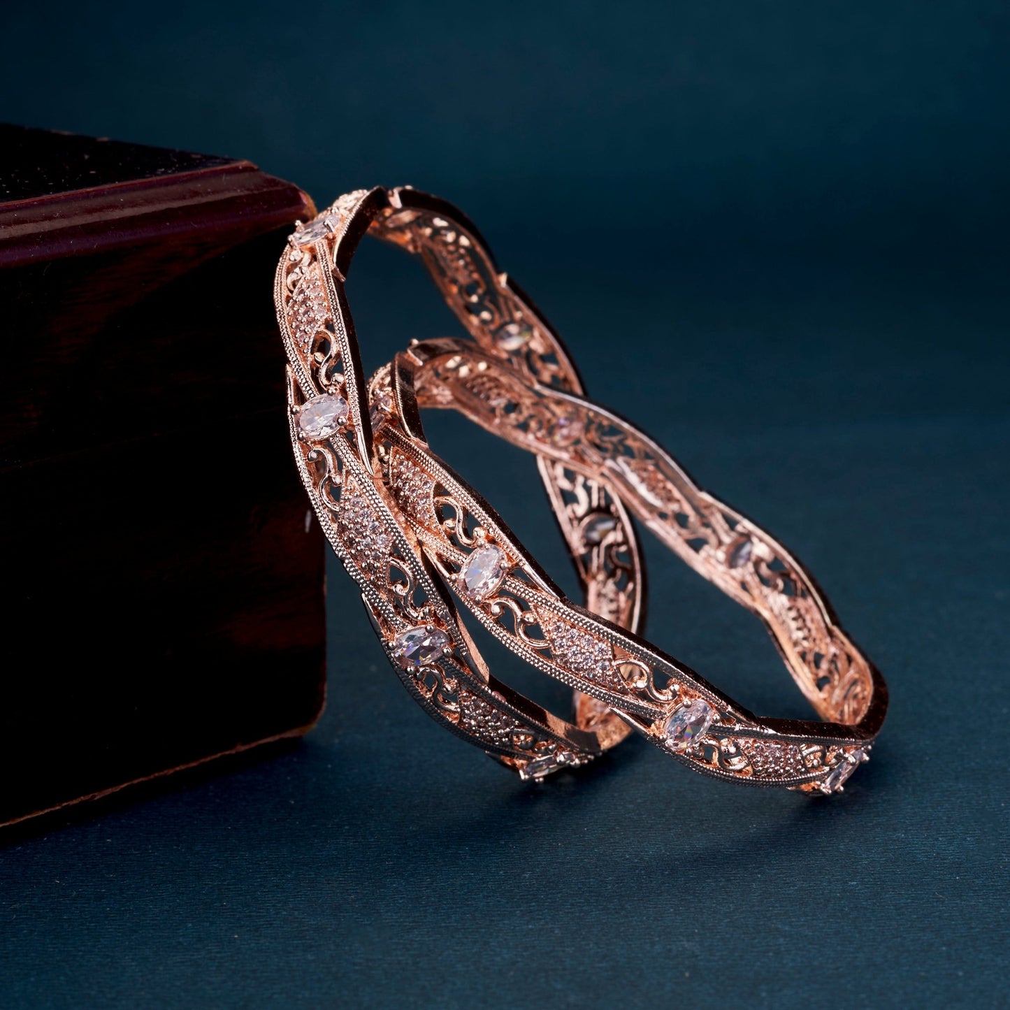 Bangles - Stellar Bloom Rose Gold Bangles - Opal Touch