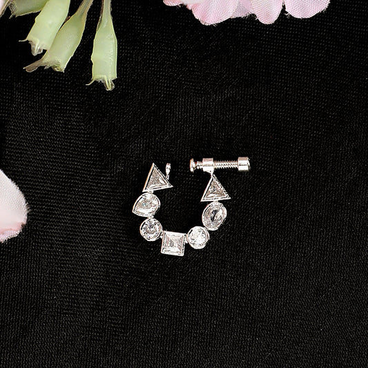 Opal Touch - Stylish Rhodium CZ Nose Pin | High-Quality Cubic Zirconia - Nose pin