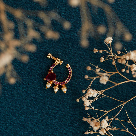 Nose Pin - Traditional Gold Plated Screw Nose Pin - Opal Touch