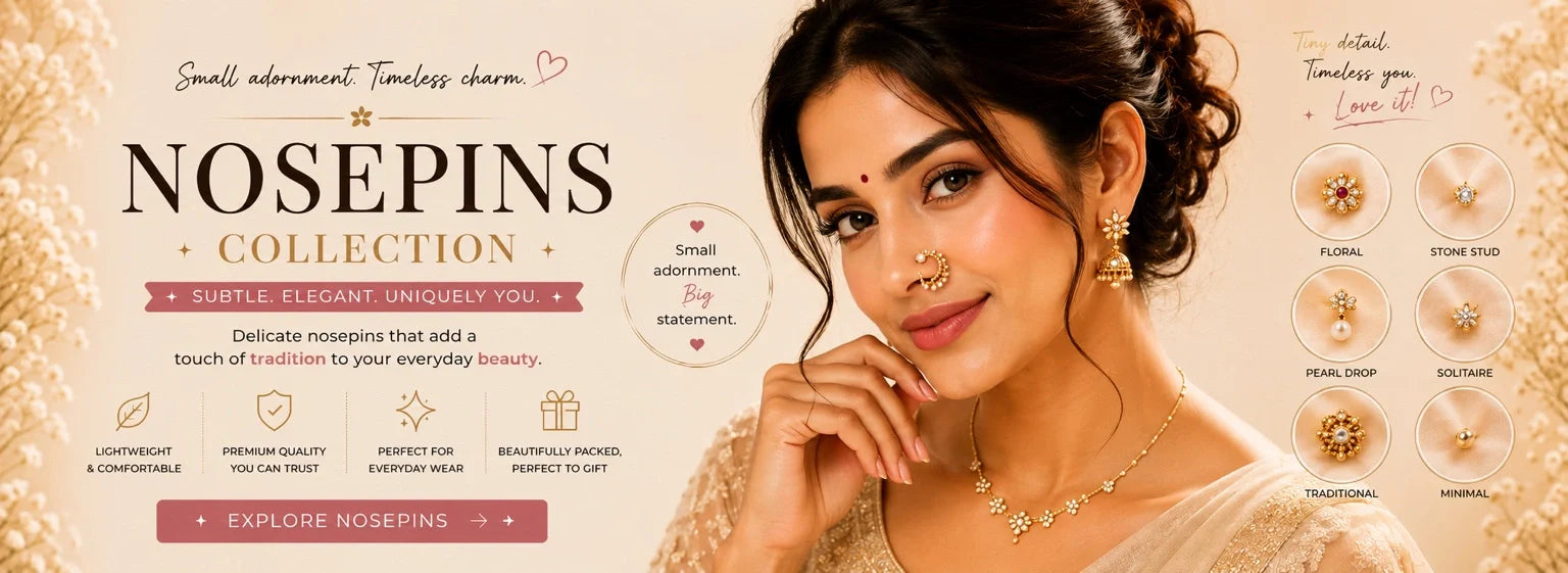 Traditional nose pin styled with ethnic Indian attire - Opal Touch