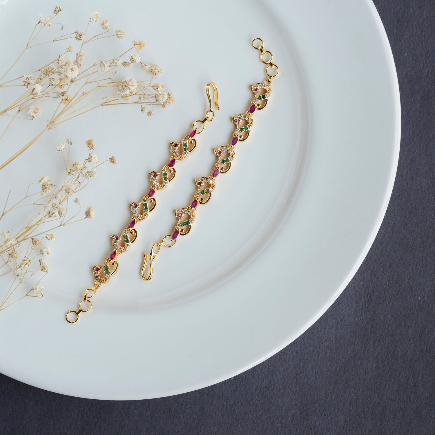 Ear chain styled with braided hair and festive makeup - Opal Touch