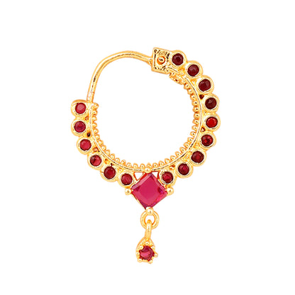 Ruby Red Gold Plated Nose Pin - Opal Touch