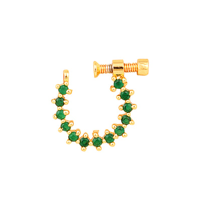 Green CZ Gold Nose Pin