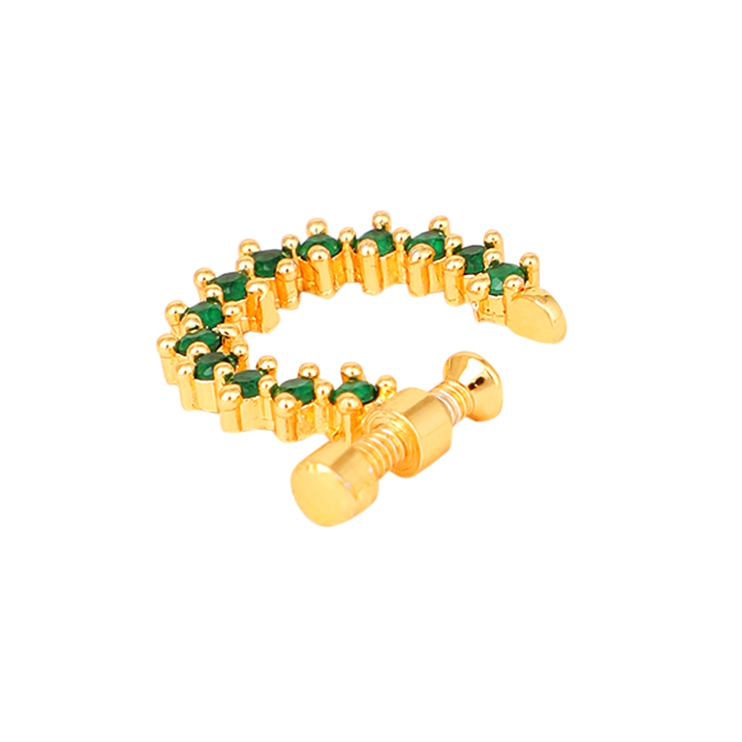 Green CZ Gold Nose Pin