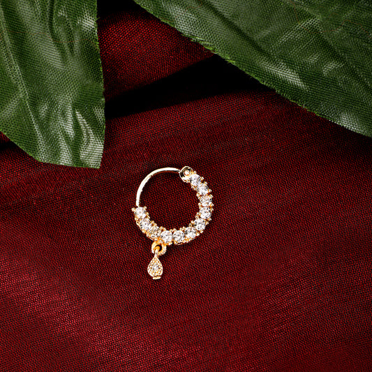 White CZ Gold Nose Pin