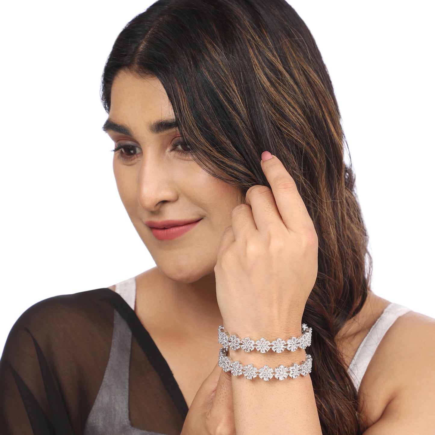 Shimmering Pearl White Delight Bangles (Pack of 2) - Opal Touch