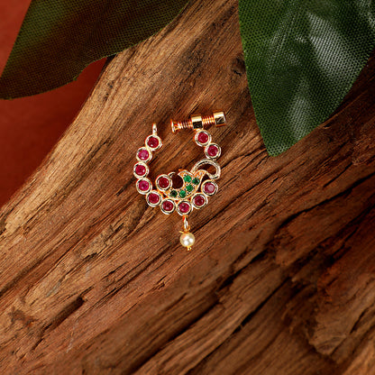 Red-Green Gold Nose Pin - Opal Touch