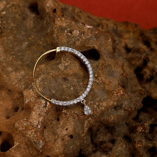 White CZ Gold Silver Nose Pin