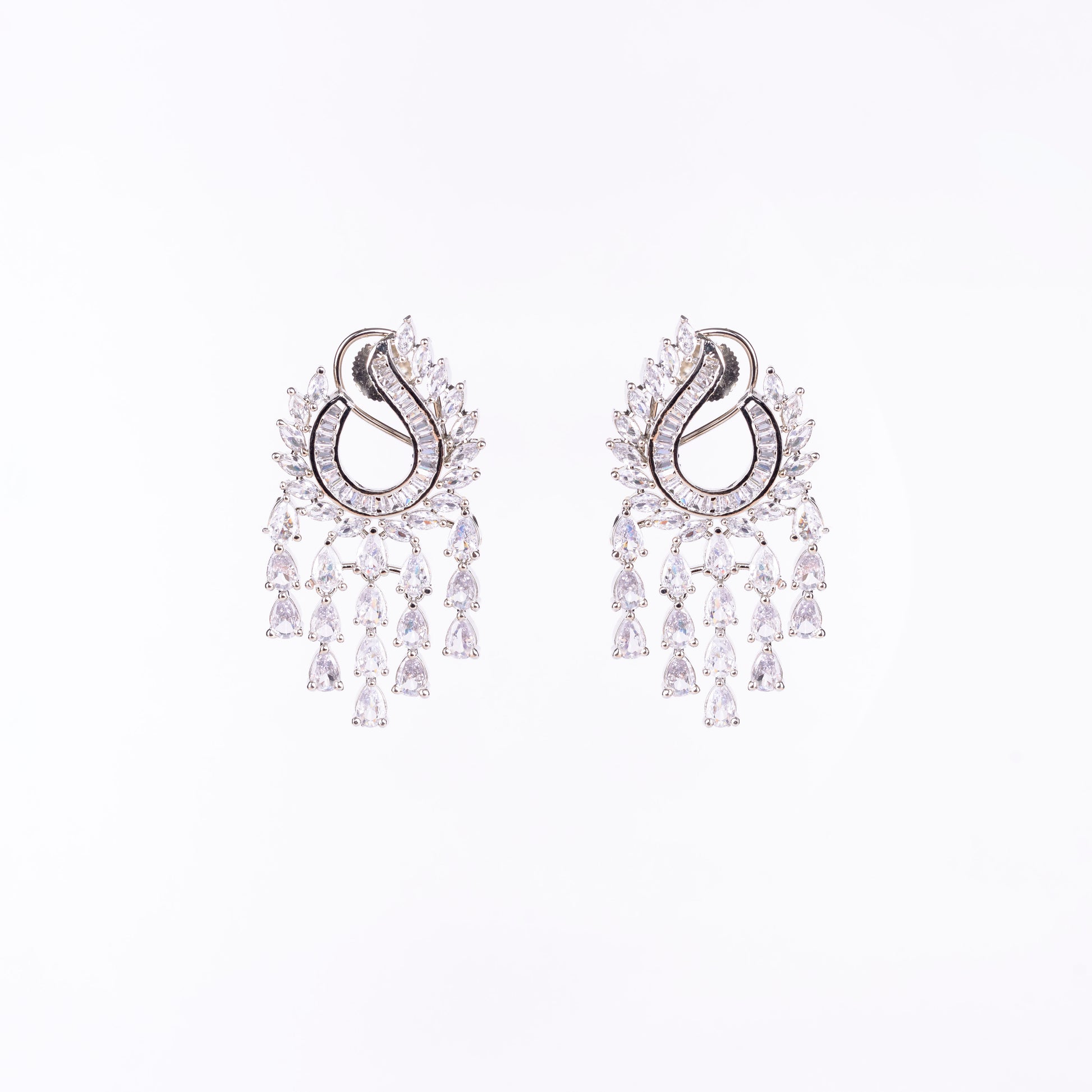 Shimmering Rhodium Earrings - Opal Touch