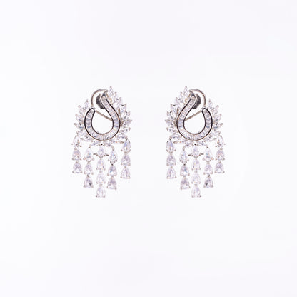 Shimmering Rhodium Earrings - Opal Touch