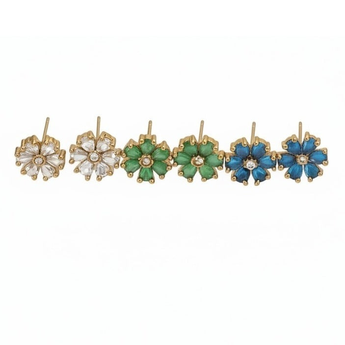 Vibrant Gemstone Floral Gleam Mehendi Plated Changeable Earrings