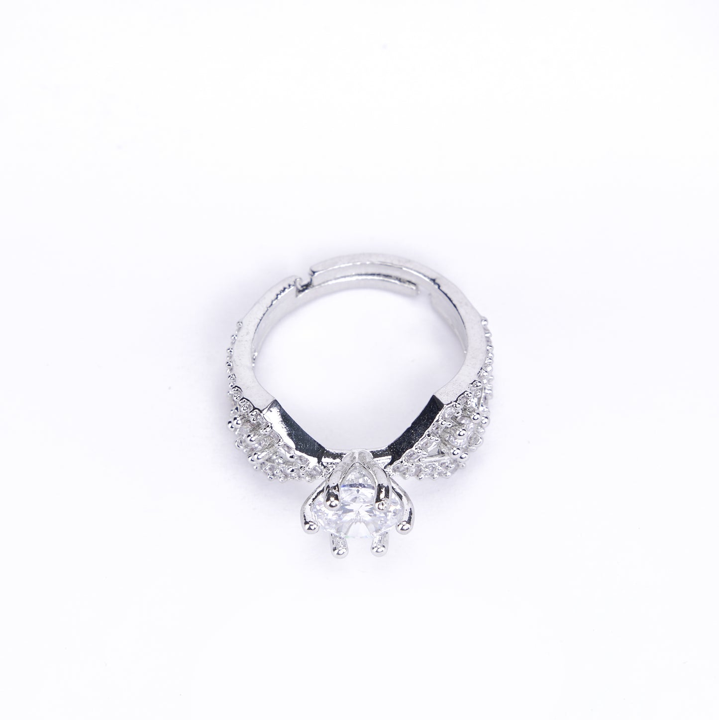 Rhodium Love Knot Ring - Opal Touch