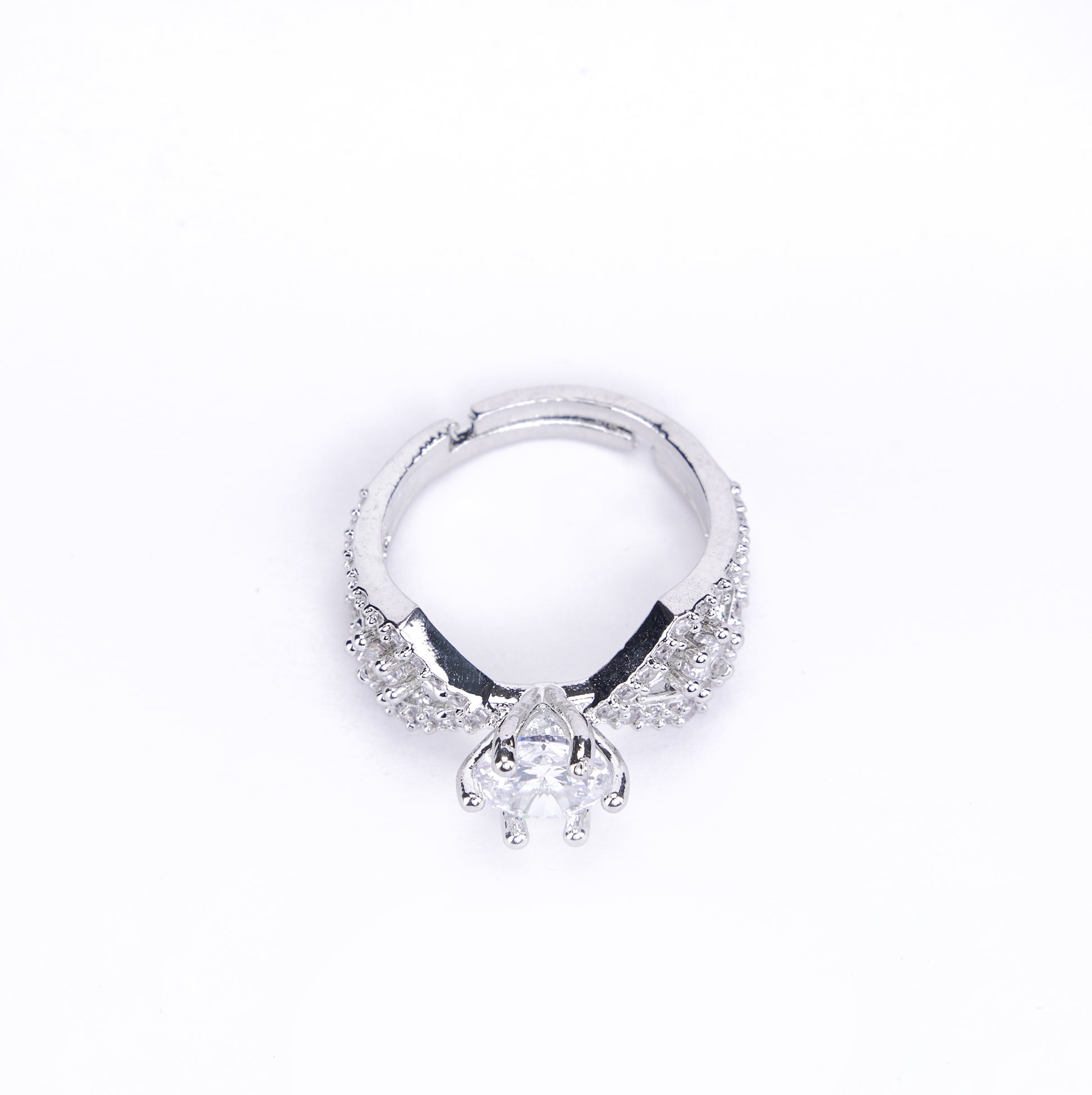 Rhodium Love Knot Ring - Opal Touch