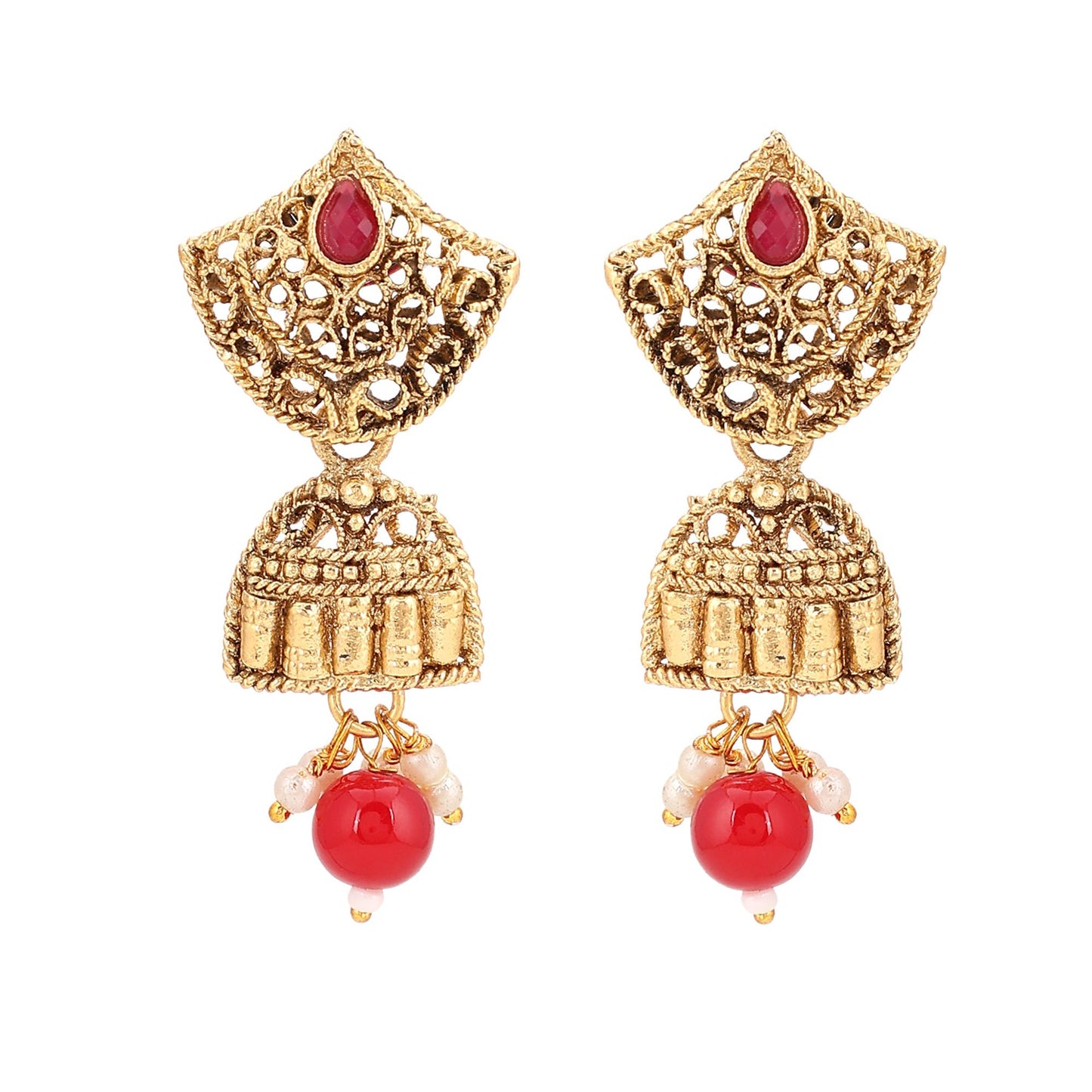 Opal Touch - 3 Layered Multicolor Polki Kundan Moti Mala Necklace - Opal Touch - Necklace