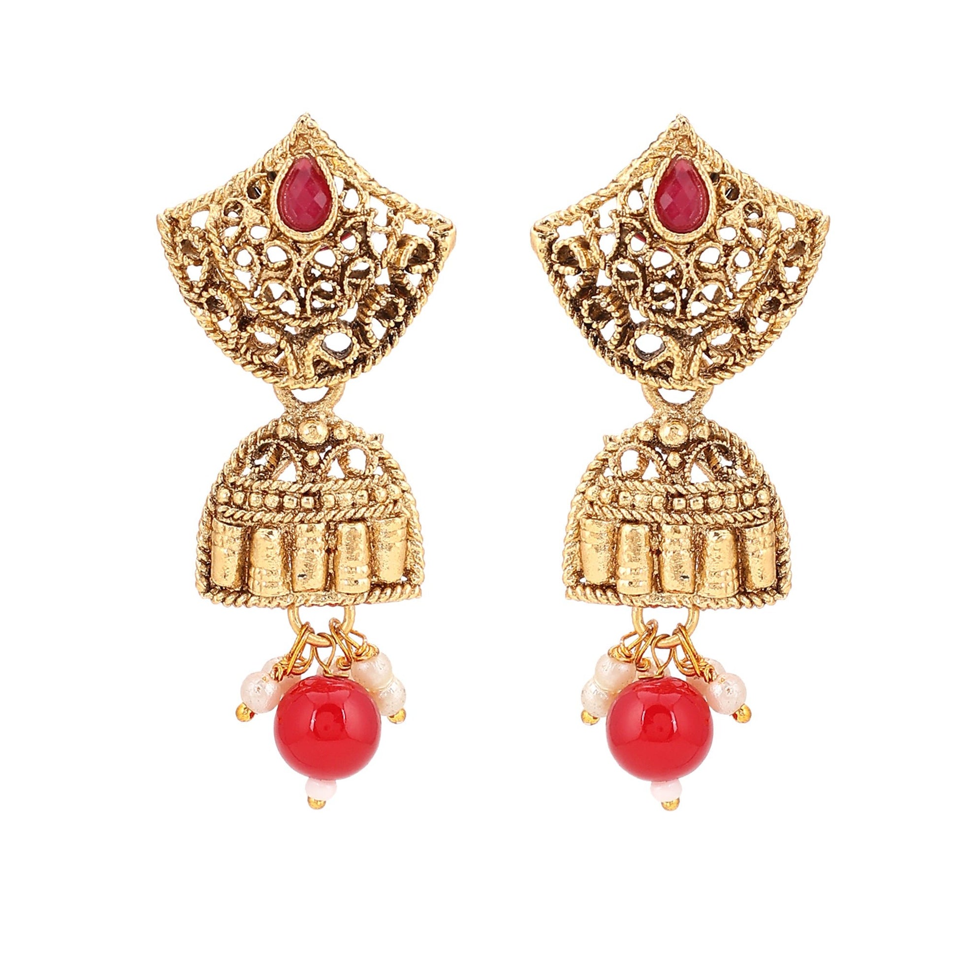 Opal Touch - 3 Layered Multicolor Polki Kundan Moti Mala Necklace - Opal Touch - Necklace