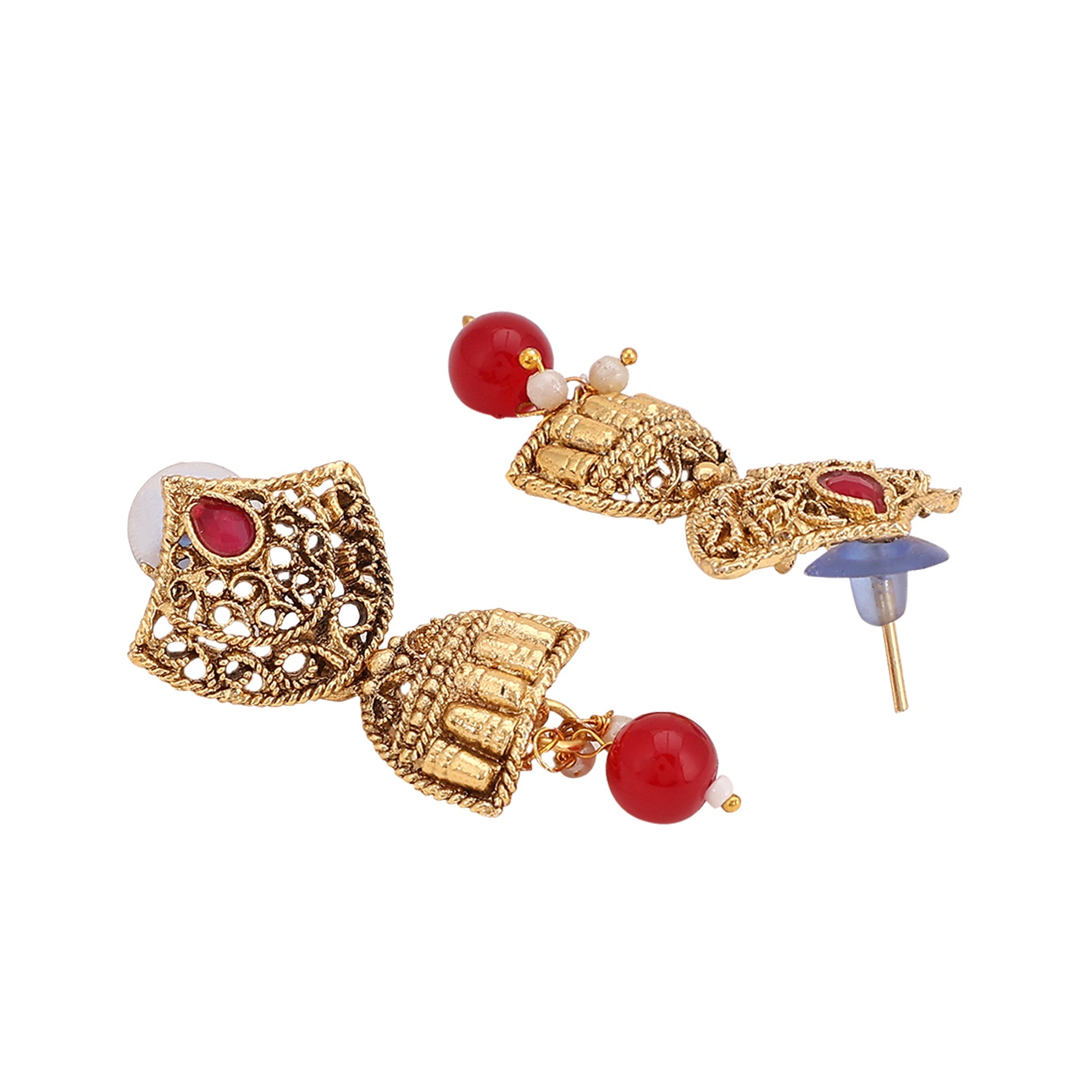 Opal Touch - 3 Layered Multicolor Polki Kundan Moti Mala Necklace - Opal Touch - Necklace